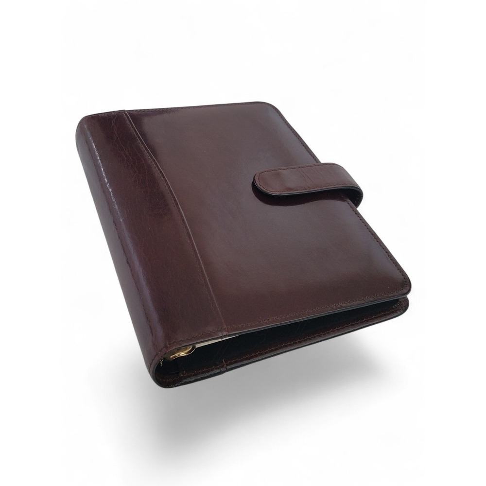 Scully Genuine Leather 3 Ring Planner Binder Mahogany Brown Organizer Snap Close